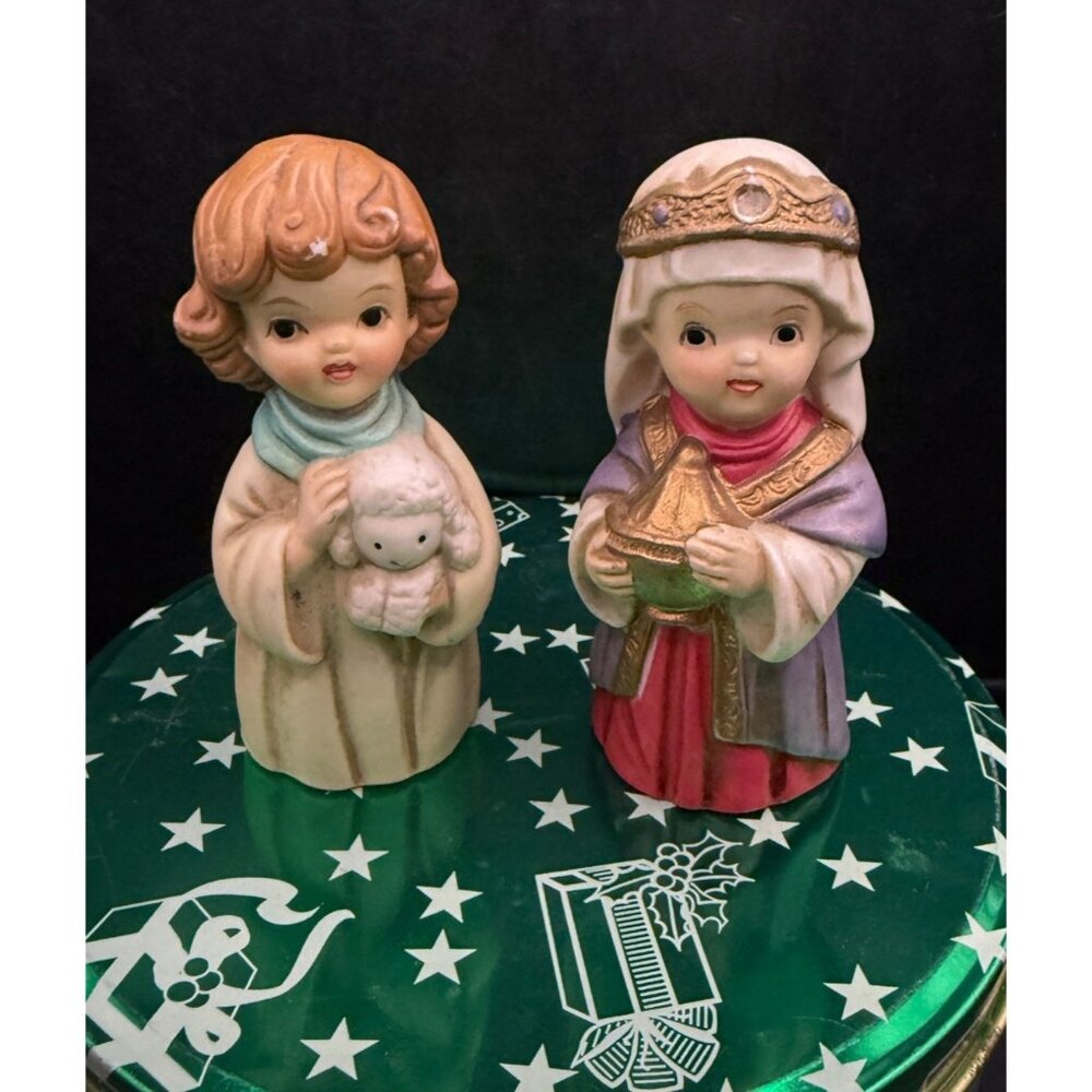 Vtg 2X SEARS Porcelain Bisque Nativity Figurines Shepherd Wise Man REPLACEMENT
